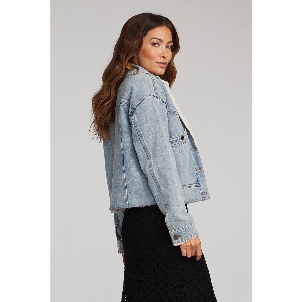Saltwater Luxe LA Cotton Sherpa Jean Jacket XS - Picture 6 of 13